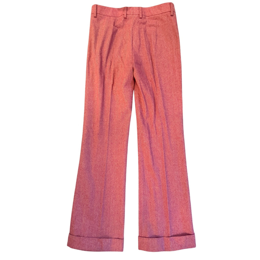 Incotex Venezia Wool Trousers Pink Herringbone Size 40