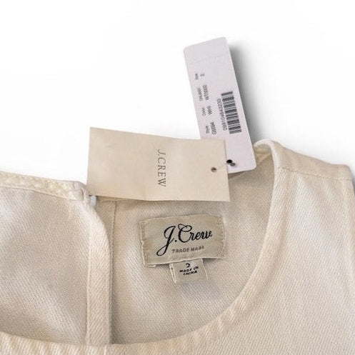 J. Crew White Sleeveless Denim Dress with Frayed Hem - 2