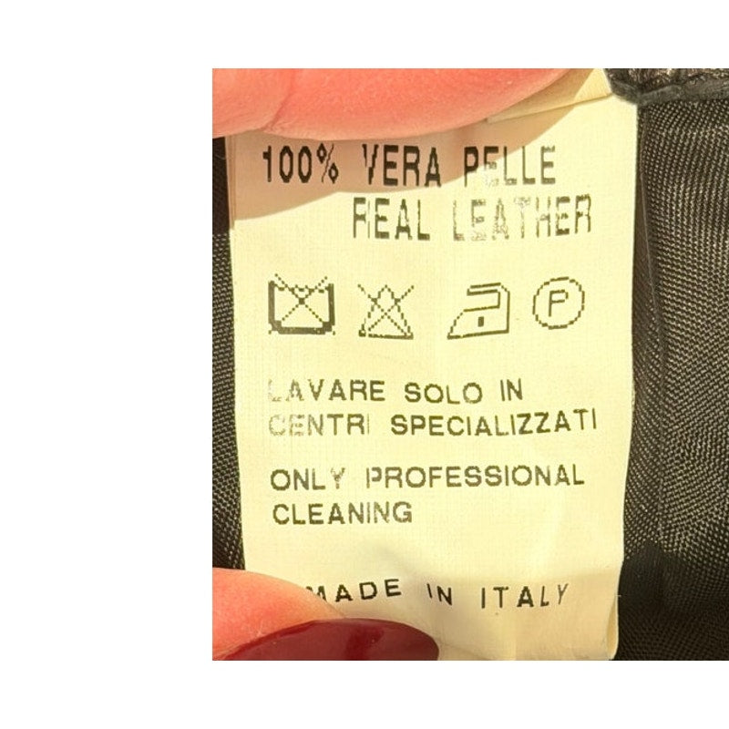 re.set Black Leather Pleated Skirt Size IT 46 (US 10) Made in Italy