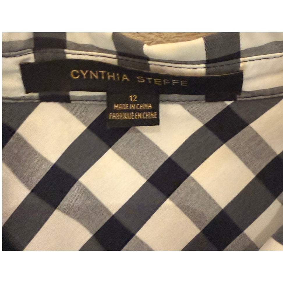 Cynthia Steffe Black White Gingham Dress Size 12