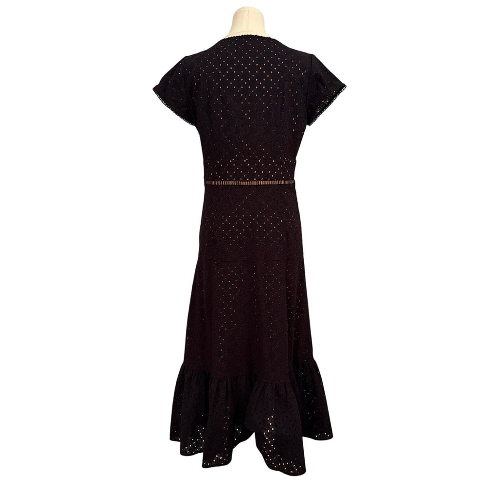 MICHAEL Michael Kors Black Eyelet V-Neck Maxi Dress Size 4