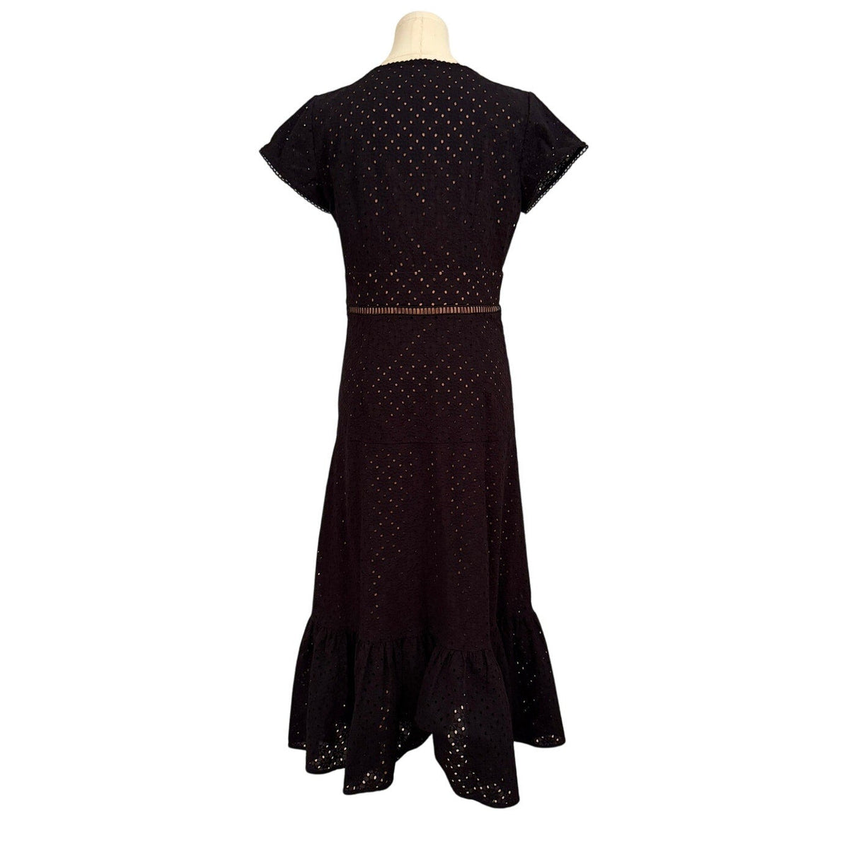 MICHAEL Michael Kors Black Eyelet V-Neck Maxi Dress Size 4