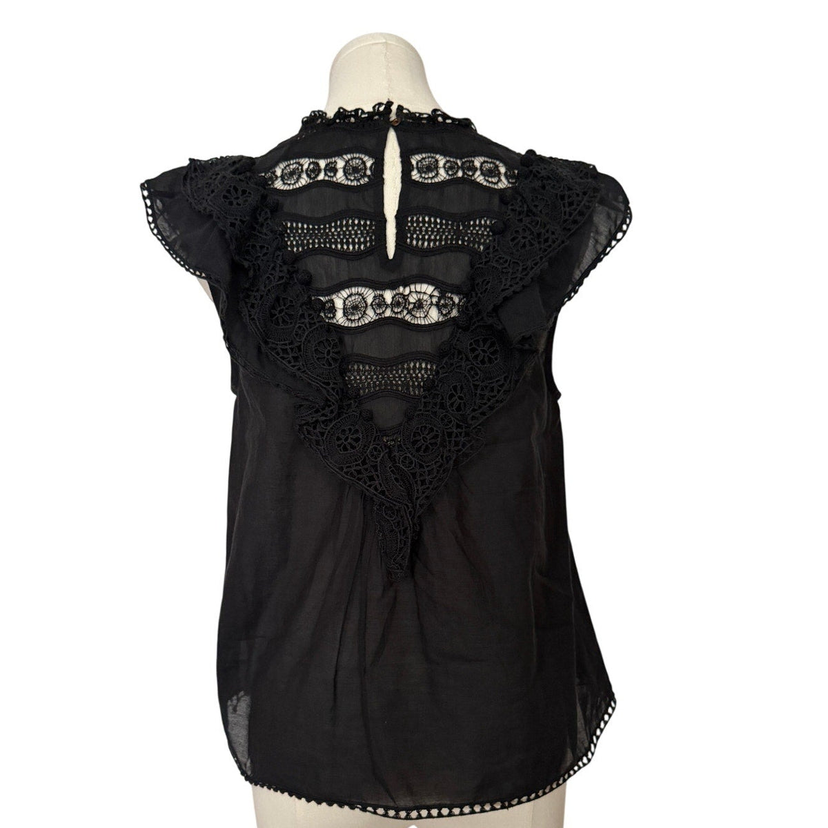 Ulla Johnson Black Sleeveless Ruffle Blouse Size 2