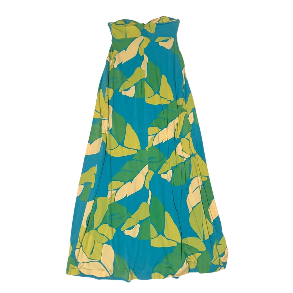 Lilly Pulitzer Lime Green & Aqua Strapless Maxi Dress - Sz 2