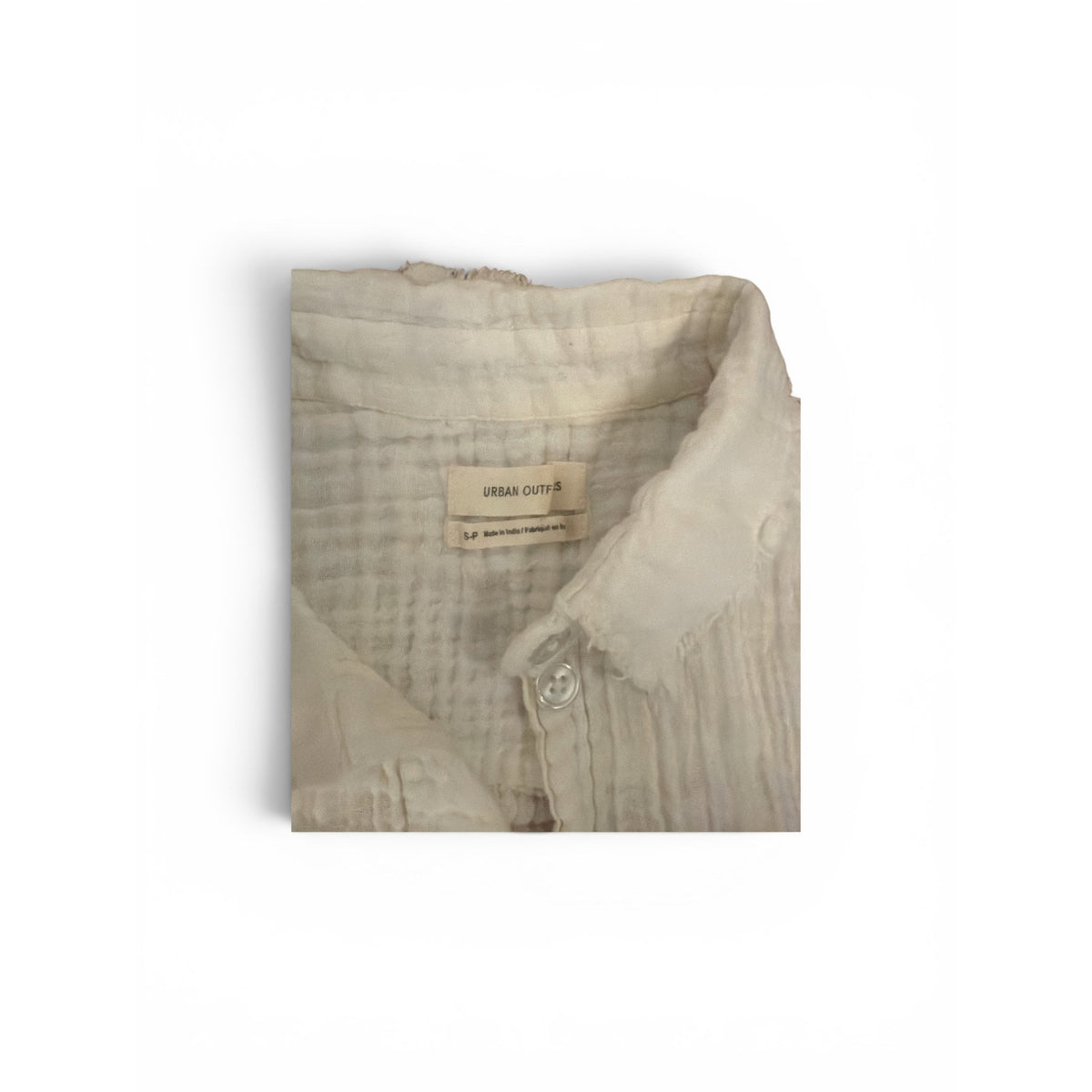 Urban Outfitters Gauze Cotton White Blouse Top Frayed Bottom Size Small