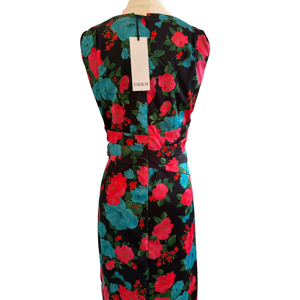 ERDEM Black Floral Rozaria Silk Dress US 10 / UK 14