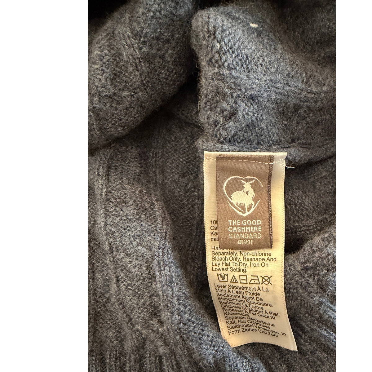 J.Crew Heathered Blue Cashmere Cable Knit Crewneck Sweater - Medium