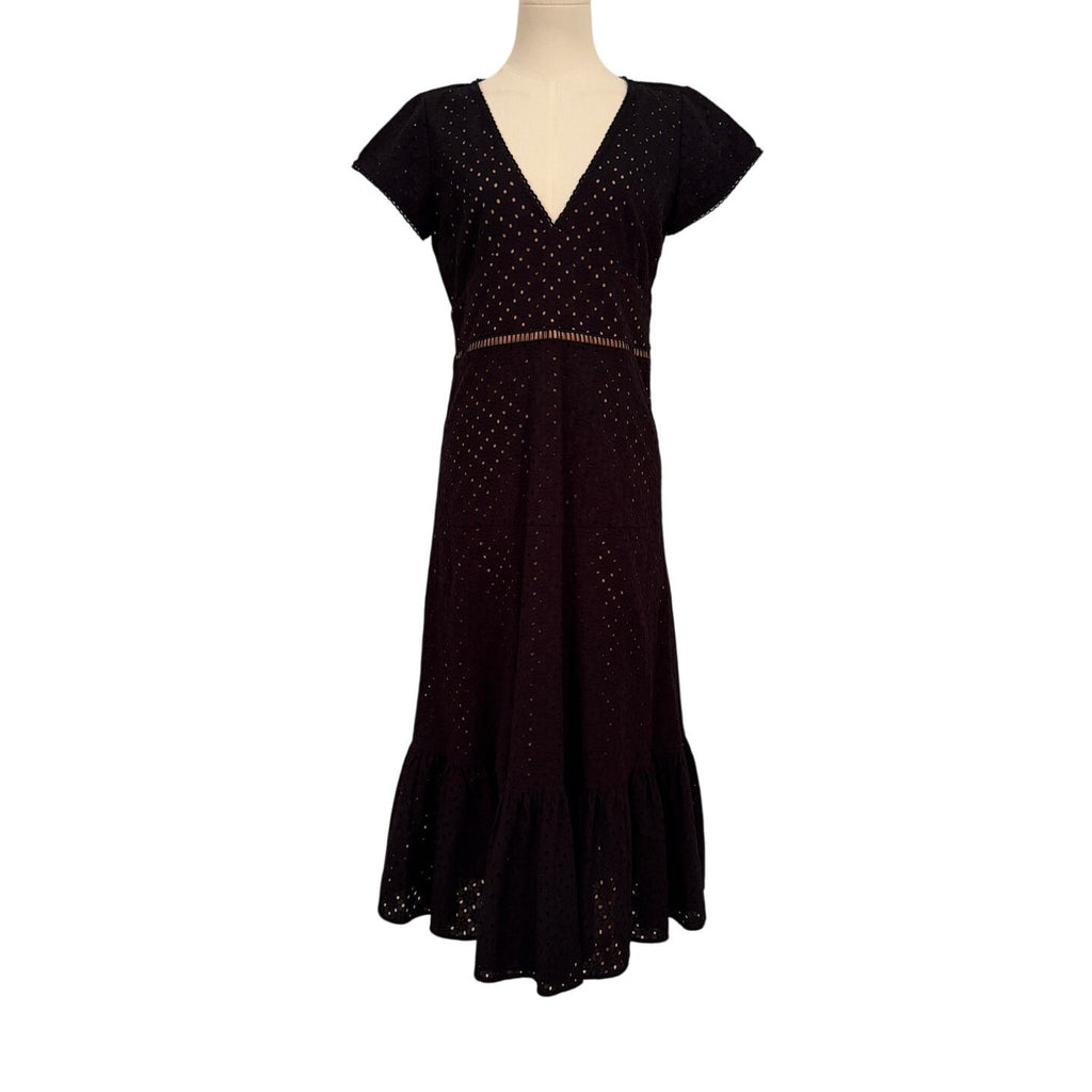 MICHAEL Michael Kors Black Eyelet V-Neck Maxi Dress Size 4