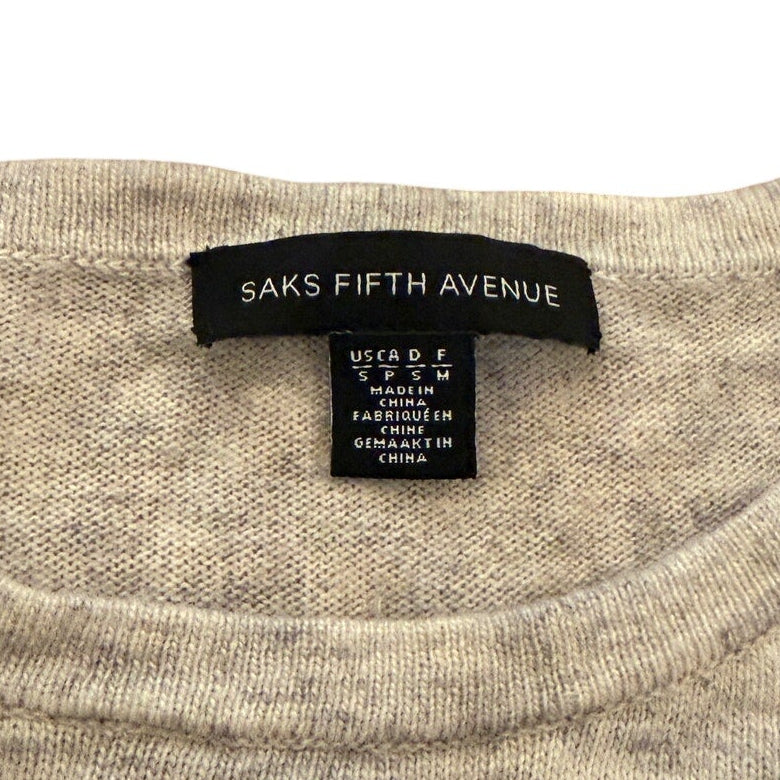 Saks Fifth Avenue Light Heather Gray Crewneck Sweater - Small
