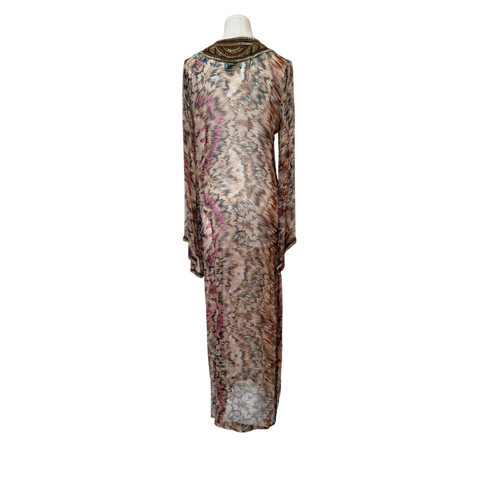 TAJ TAJ by Sabrina Crippa Animal Print Kaftan Maxi Dress M