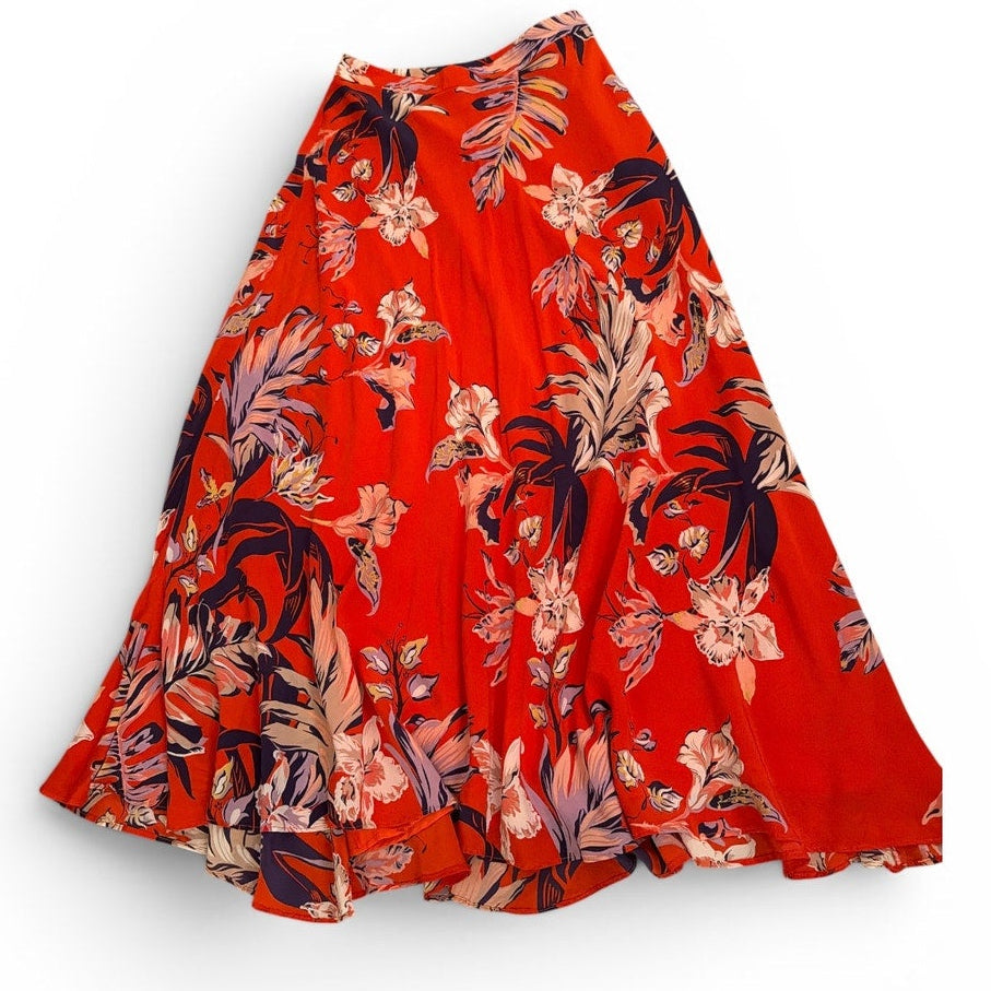 Anthropologie Red Floral HD in Paris Skirt UK 6 / US 2