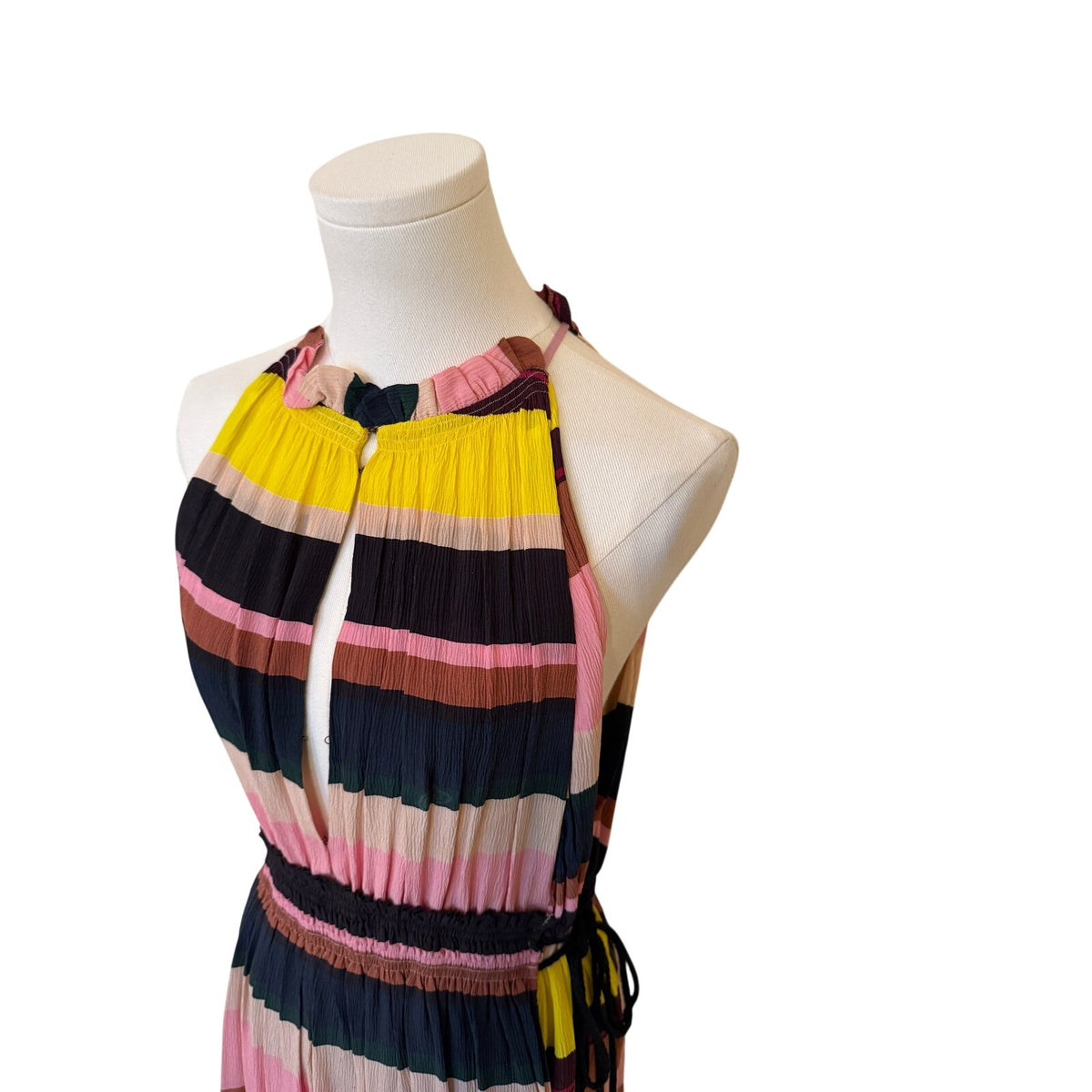 Apiece Apart NY La Rose Silk Striped Yellow Pink Black Dress - 4