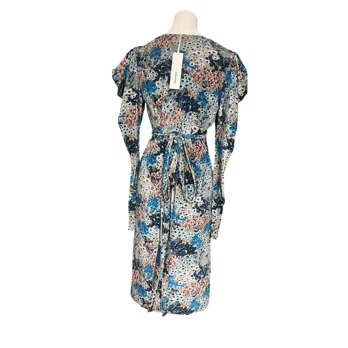 Circus Hotel Green and Blue Floral Velvet Wrap Dress - Size EU 40/US M