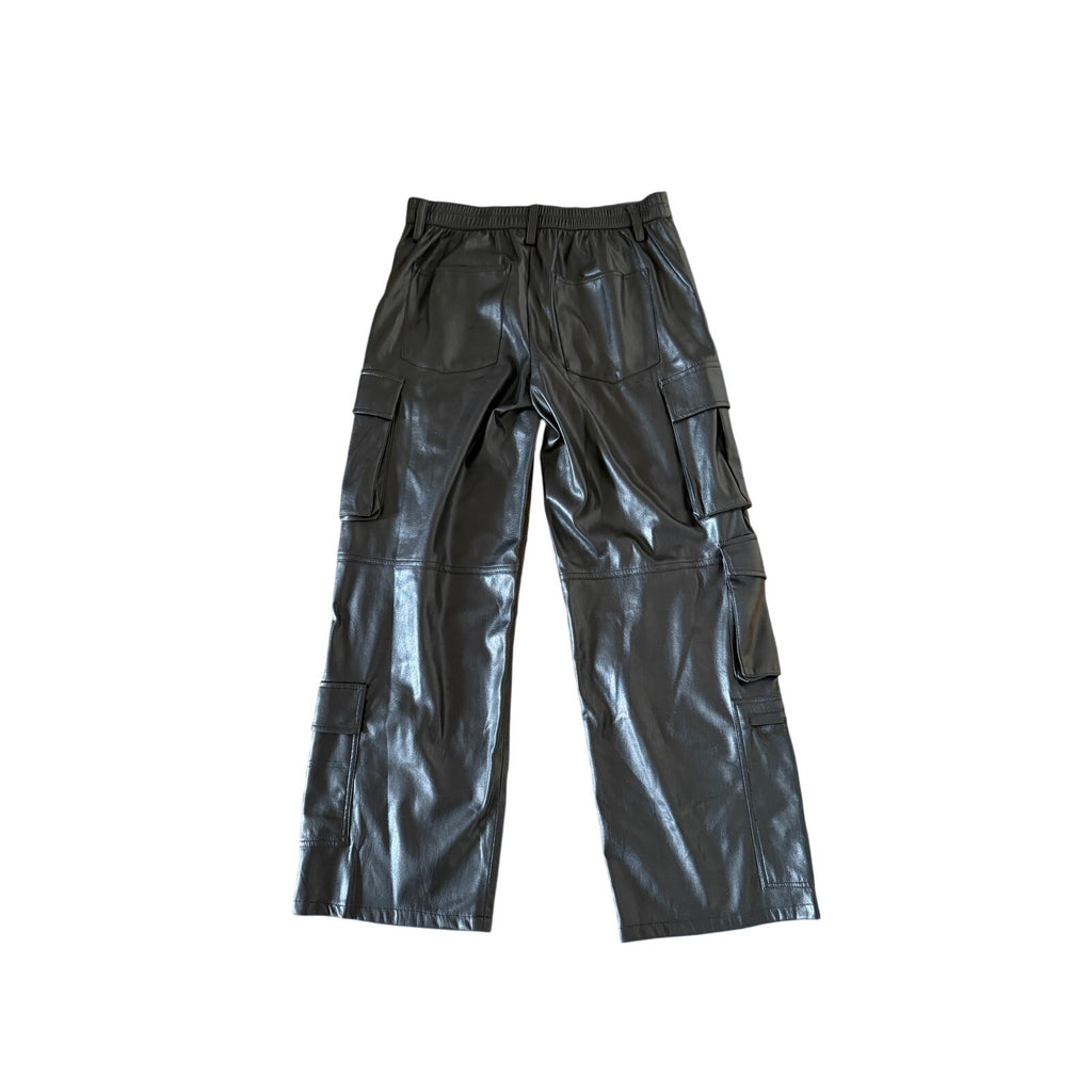 Alice & Olivia Black Faux Leather Cargo Pants Size 6