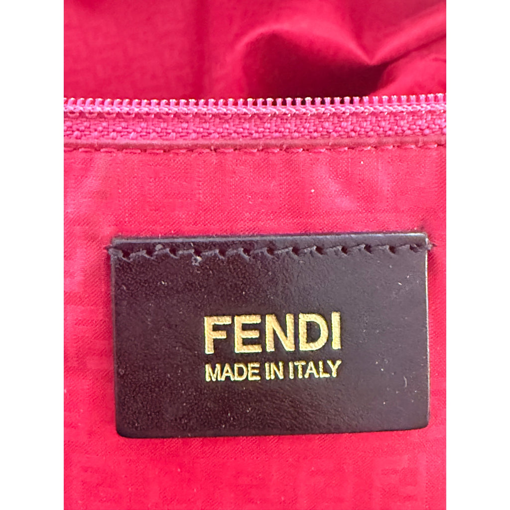 FENDI Zucca Shopper Tote Trompe L'Oeil Pink Baguette