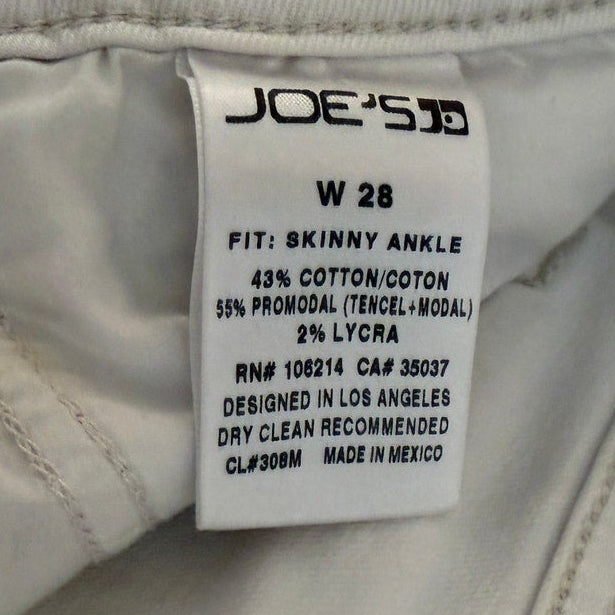 Joe's Jeans Off-White Skinny Ankle Jeans Size 28