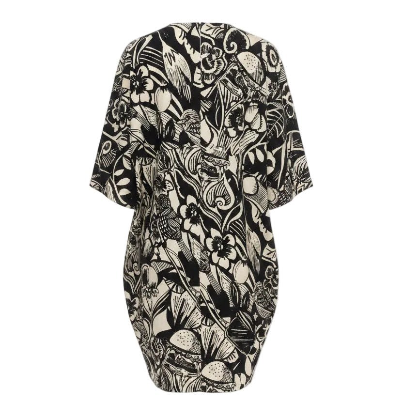 Sportmax Black & White Doodle Print Dolman Sleeve Dress - M