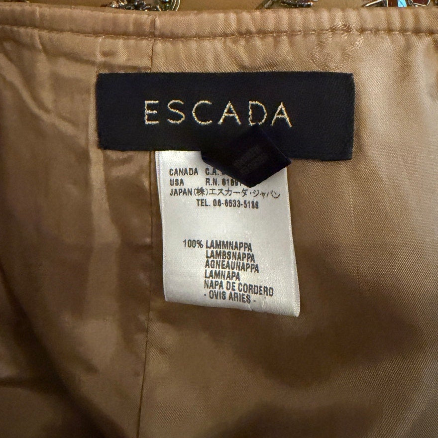 Escada Camel A-Line Beaded Skirt EU 38 (US 8)