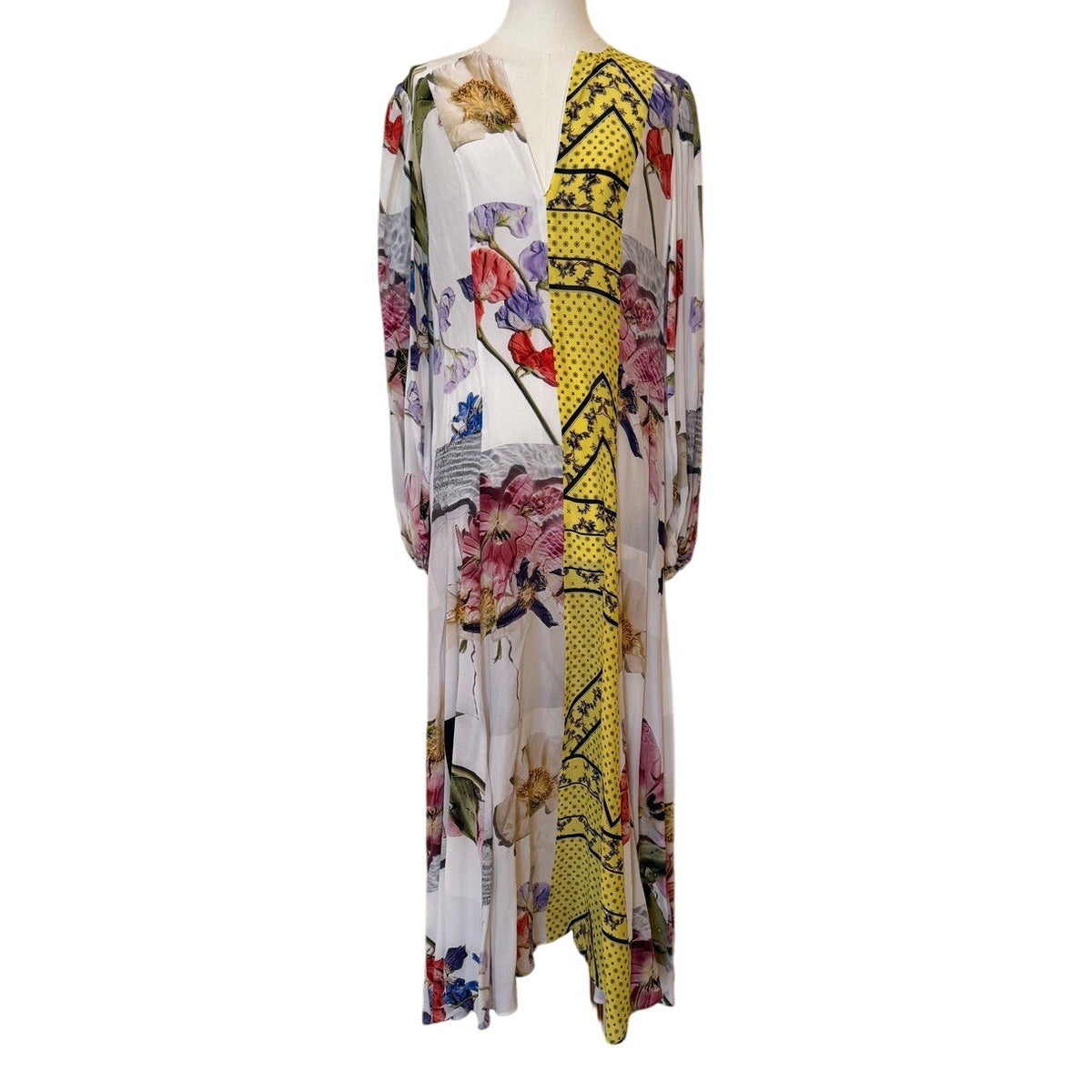 GANNI Hemlock Floral Patchwork Silk Dress Size 40 (US 6)