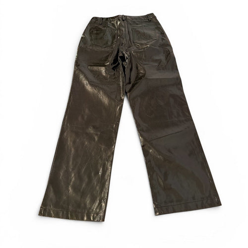 Amylyn Black Vegan Leather High Rise Wide Leg Pants Size M