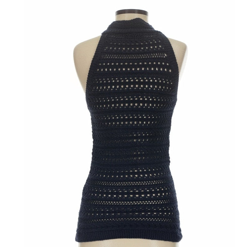 Banana Republic Navy Open Weave Knit Sleeveless Sweater Medium