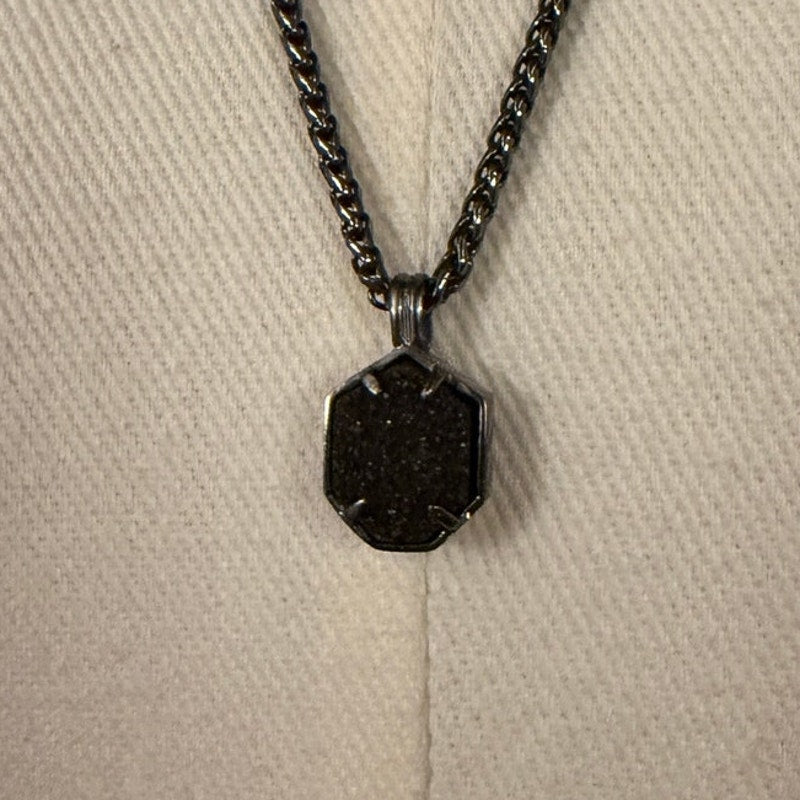 Kendra Scott Square Stone Elisa on Gunmetal Chain Black Stone 15"