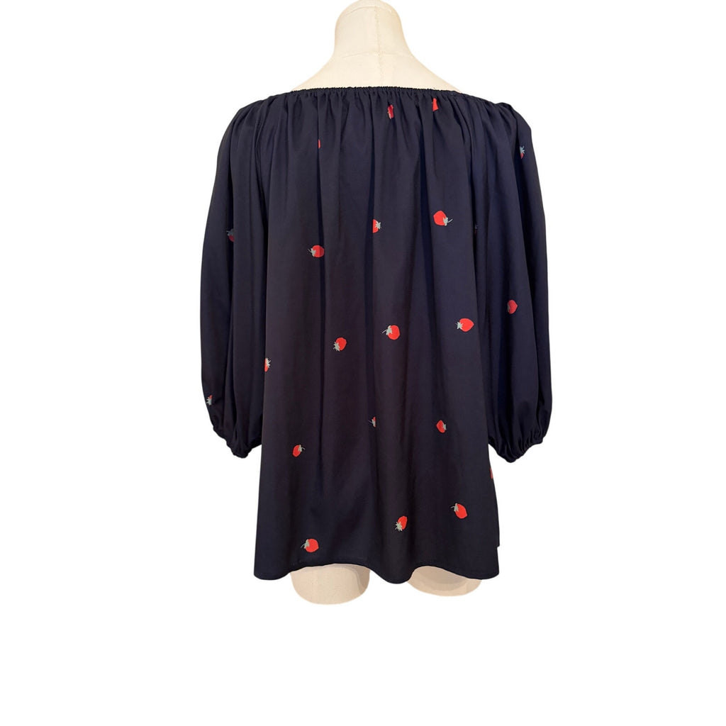 Rarities On-Or-Off-Shoulder Strawberries on Navy Top Unlined - Large