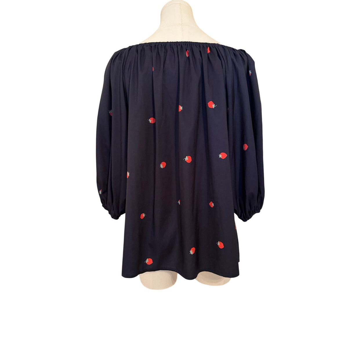 Rarities On-Or-Off-Shoulder Strawberries on Navy Top Unlined - Large