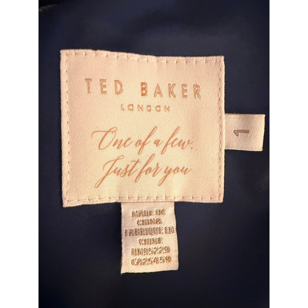 Ted Baker London Navy Butterfly Fit & Flare Dress Size 1 (US Small)