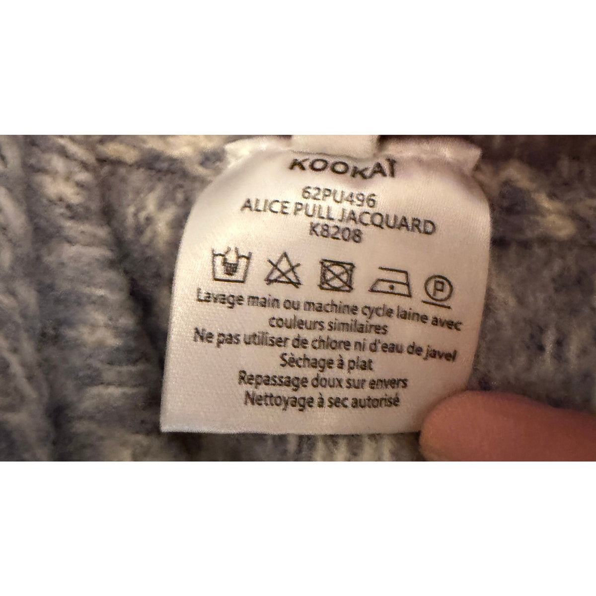 Kookaï Alice Jacquard Crewneck Sweater Blue Cream Sz 1/XS-S