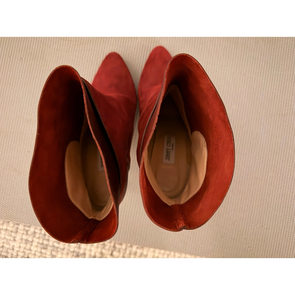 Jimmy Choo Burgundy Suede Pointed Toe Ankle Boots Size 41 / US 10.5