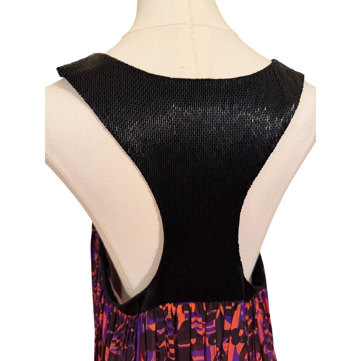 Matthew Williamson Escape Vintage Silk Ombre Dress, Black Beaded T-Back US8/UK12