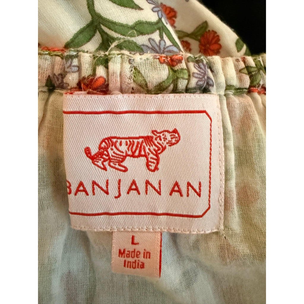 Banjanan Floral Puff Sleeve Cotton Mini Dress Size L