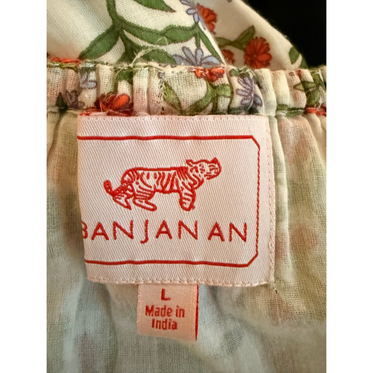 Banjanan Floral Puff Sleeve Cotton Mini Dress Size L