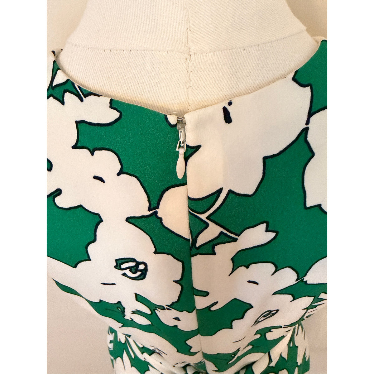 Hobbs London Grass Green Floral Evie Fit-and-Flare Dress - US 4