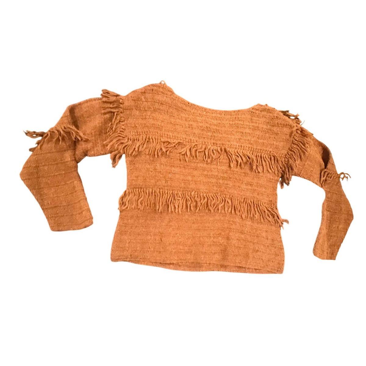 Ulla Johnson Alpaca Fringe Knit Sweater – Brown – Size P