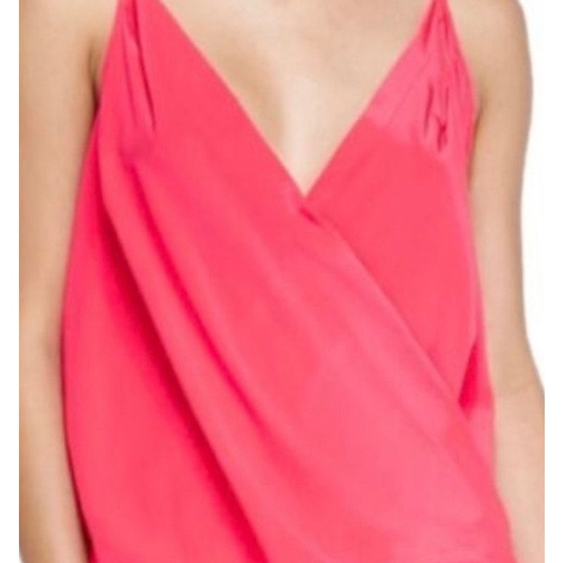 Amanda Uprichard Coral Pink Silk Surplice Cami Blouse S