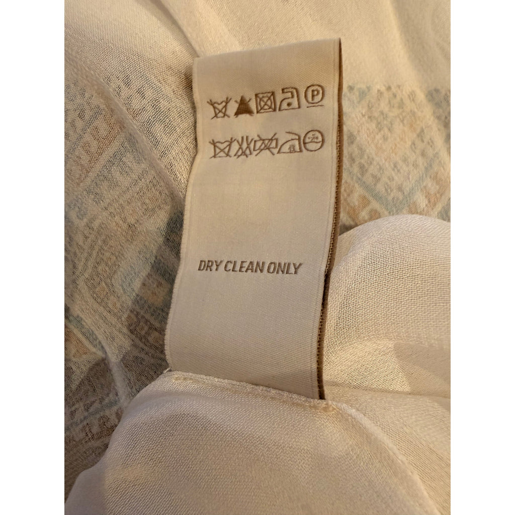 Talitha Jasmin Silk Lace-Up Printed Maxi Dress in Ivory Size S