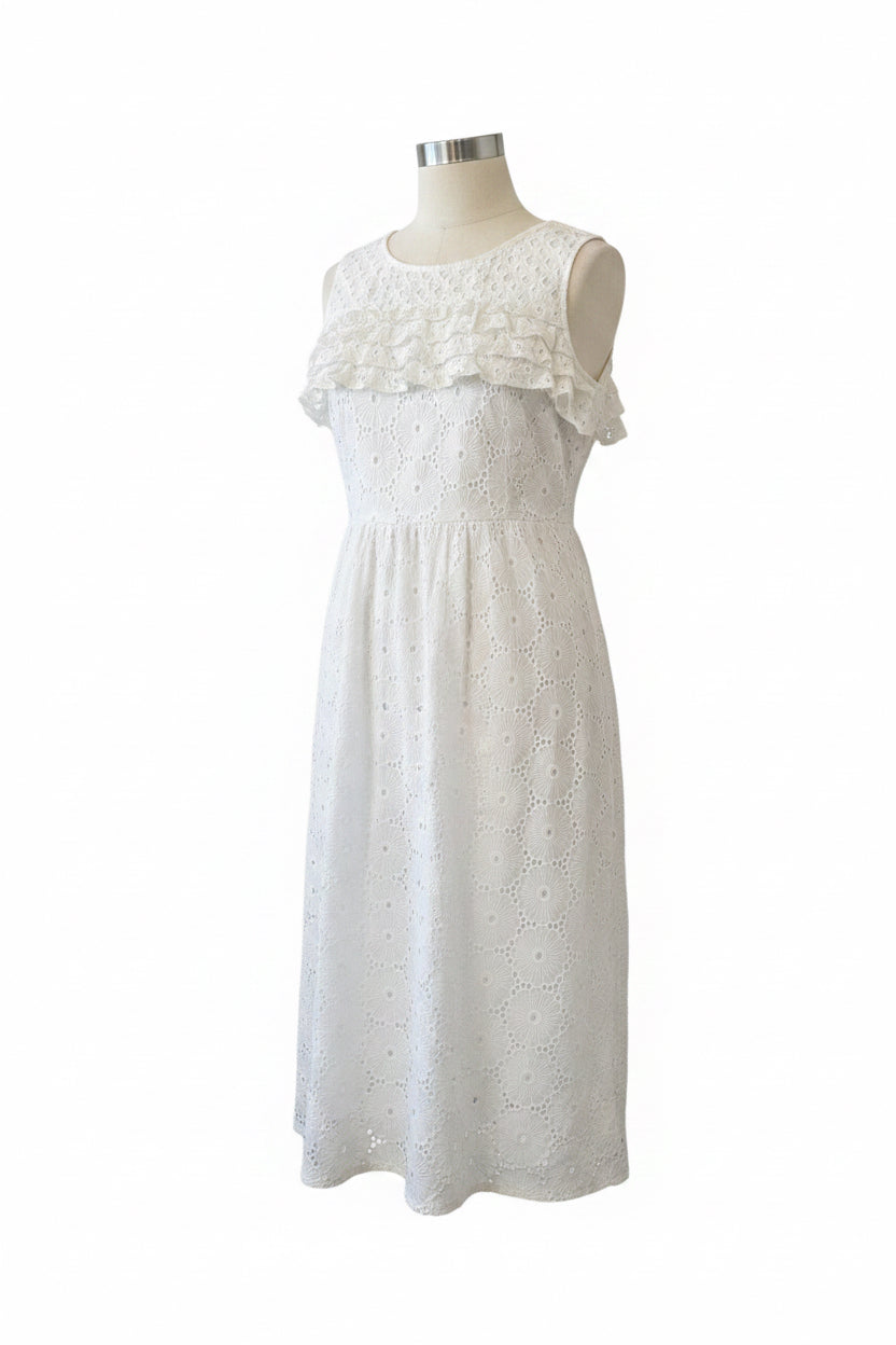 Brooks Brothers White Red Fleece Eyelet Dress NWT Size 8