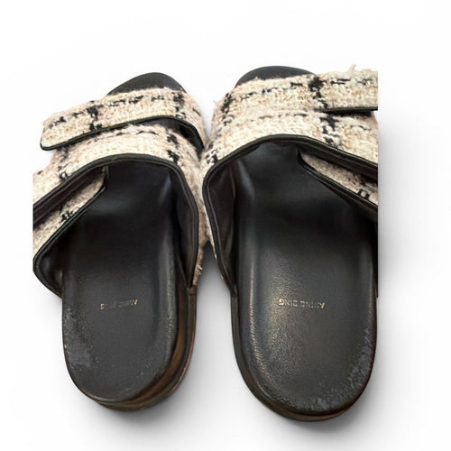 Anine Bing Beige Plaid Sid Sandals Size 38