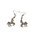 Artisan Silver Horse (Mustang or Bronco) Earrings w/ Tiger Eye Bead, 2" Hang VTG