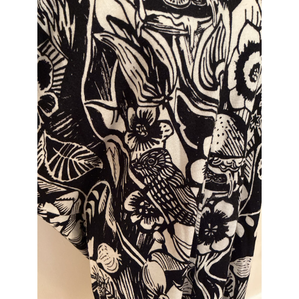 Sportmax Black & White Doodle Print Dolman Sleeve Dress - M