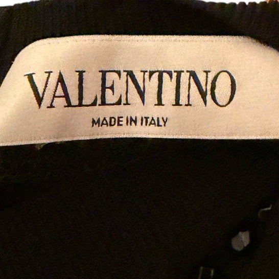Valentino Black Beaded Fit-and-Flare Dress Size IT 40