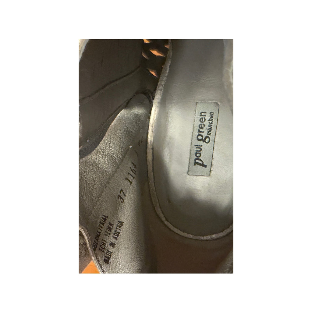 Paul Green Silver Grey Open-Toe Wedge Boots Size 37