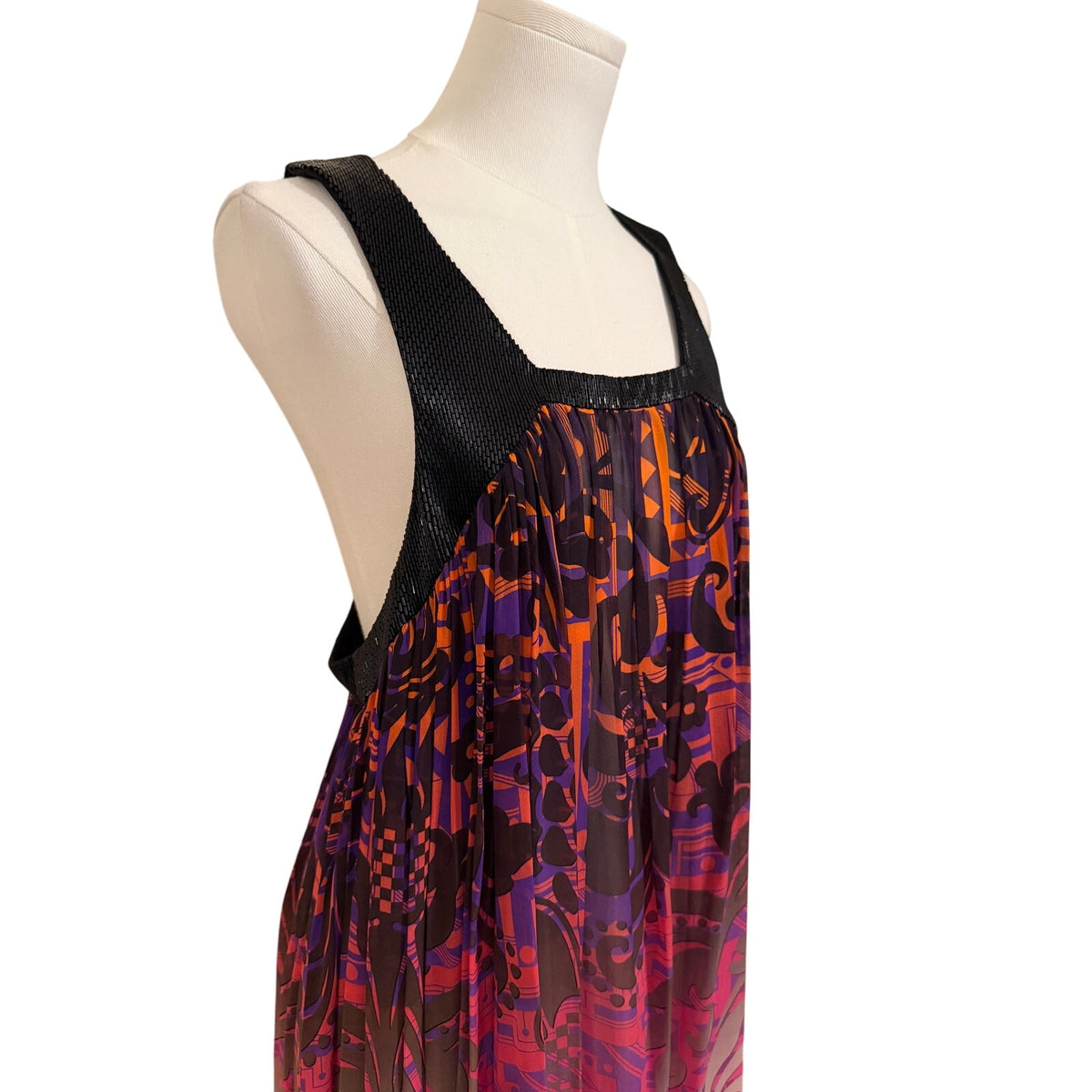 Matthew Williamson Escape Vintage Silk Ombre Dress, Black Beaded T-Back US8/UK12