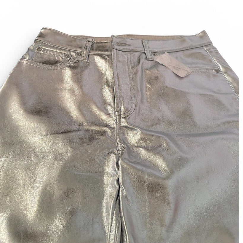 Gap Cheeky Straight Silver Foil Vegan Leather Jeans NWT Size 29/8