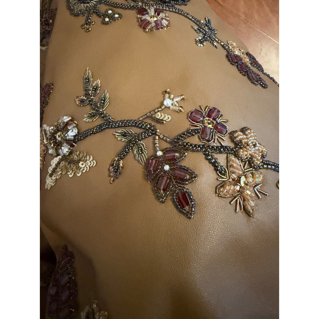Escada Camel A-Line Beaded Skirt EU 38 (US 8)