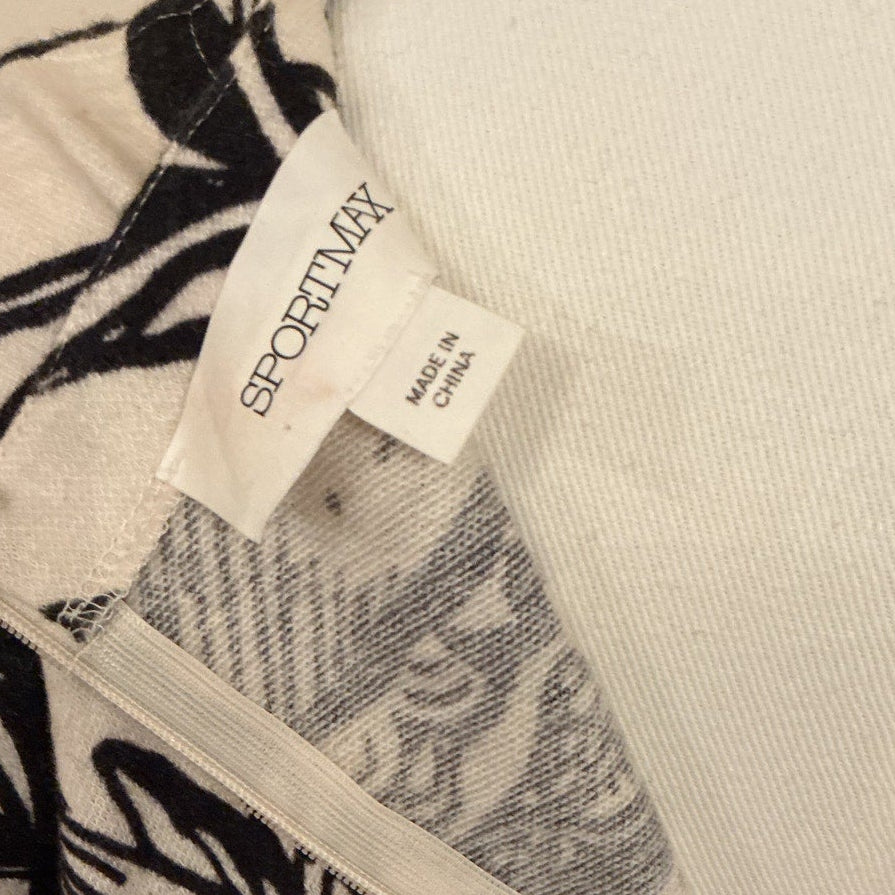Sportmax Black & White Doodle Print Dolman Sleeve Dress - M