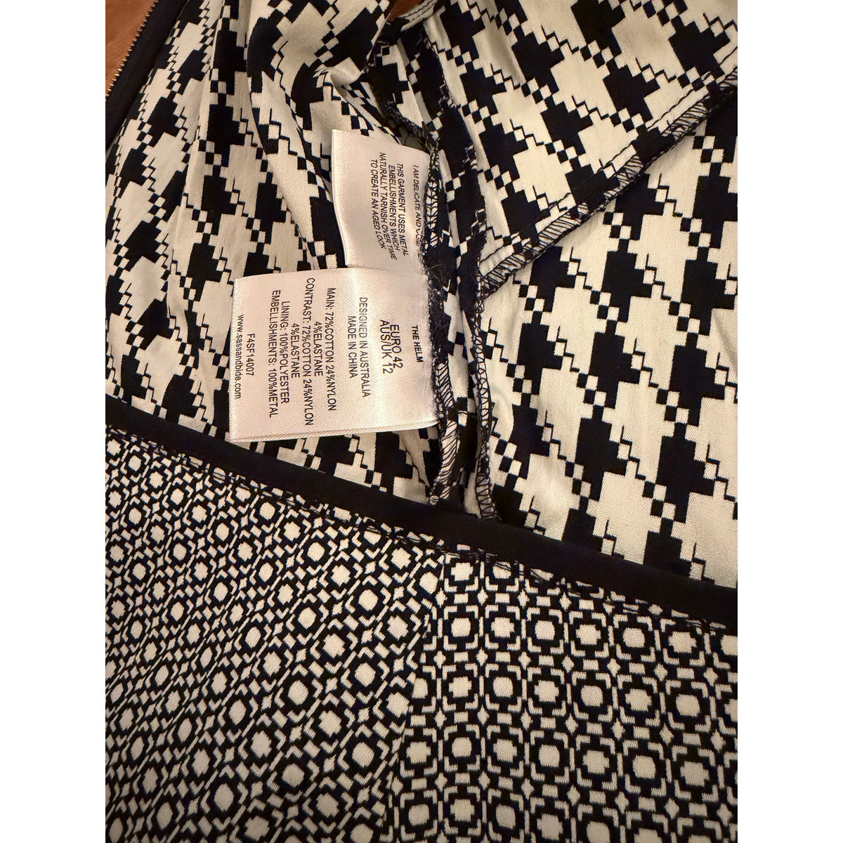 Sass & Bide More of Less Peplum Top Navy/White Sleeveless Zip - 42