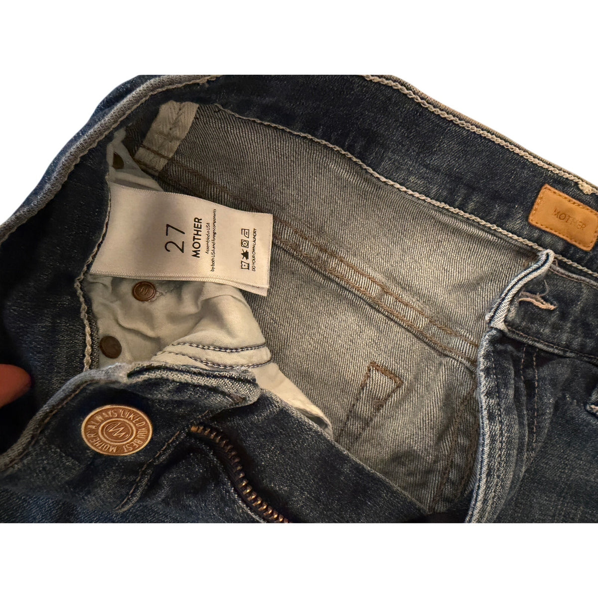 Mother Jeans Insider Crop Step Fray USA Washed Denim - 27